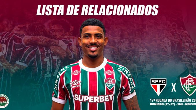 Oficial: lista de relacionados do Fluminense para o jogo contra o São Paulo, pelo Brasileirão 2025