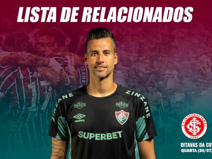 Lista de relacionados do Fluminense para o jogo contra o Internacional, pela partida de ida das oitavas de final da Copa do Brasil