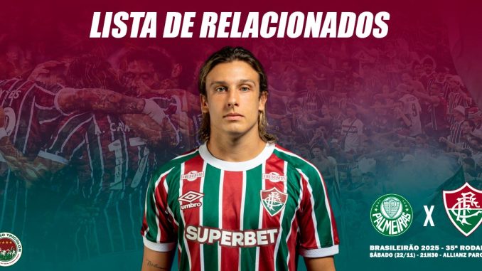 Lista de relacionados do Fluminense para o jogo contra o Palmeiras