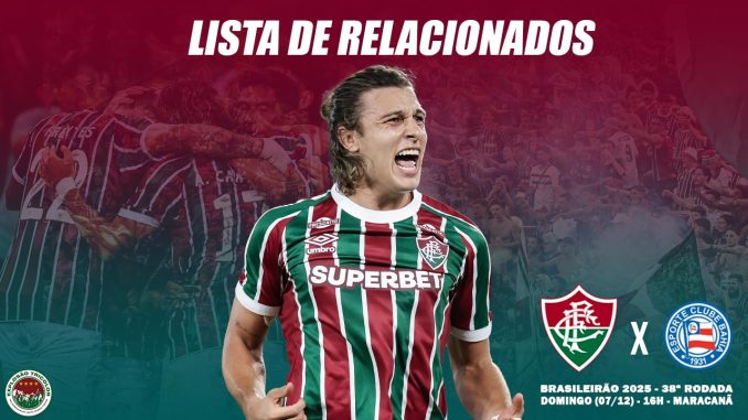654269269546954 Lista de relacionados do Fluminense contra o Bahia, pelo Brasileirão 2025