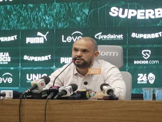 Presidente Mattheus Montenegro em entrevista coletiva realizada no CT Carlos Castilho