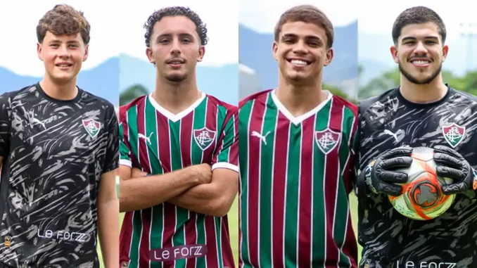 Quarteto de Xerém assinou o primeiro contrato profissional com o Fluminense nesta semana