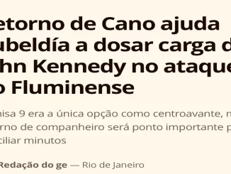 Manchete do GE sobre retorno de Germán Cano e John Kennedy no Fluminense.