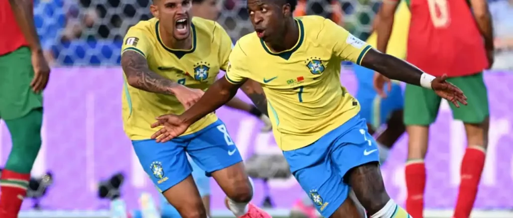 Vinicius Júnior fez o gol do Brasil no empate com o Marrocos
